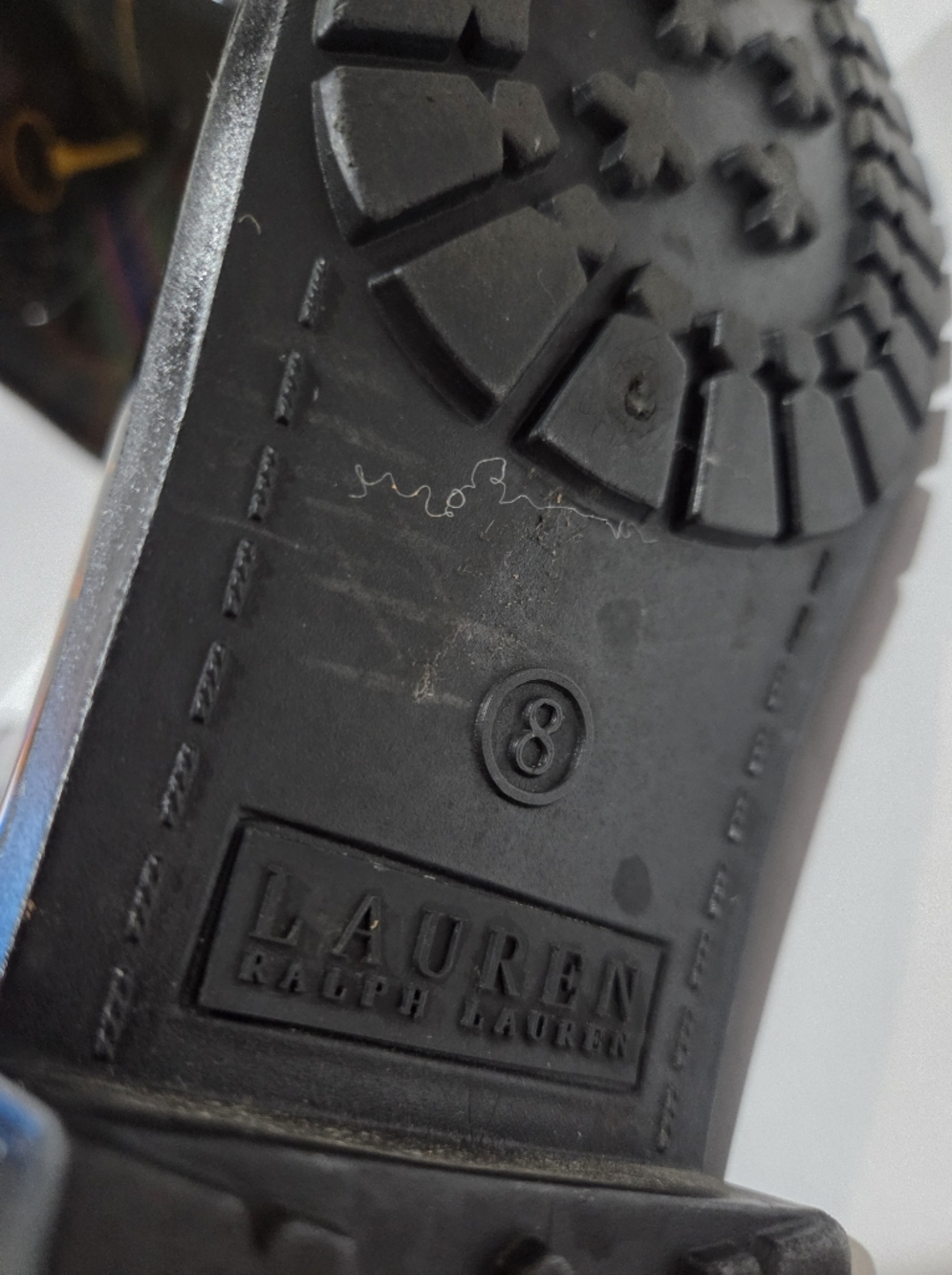 Ralph Lauren Black Rubber Lug Sole High Knee Rain Boots Sz.8 B - Picture 4 of 9